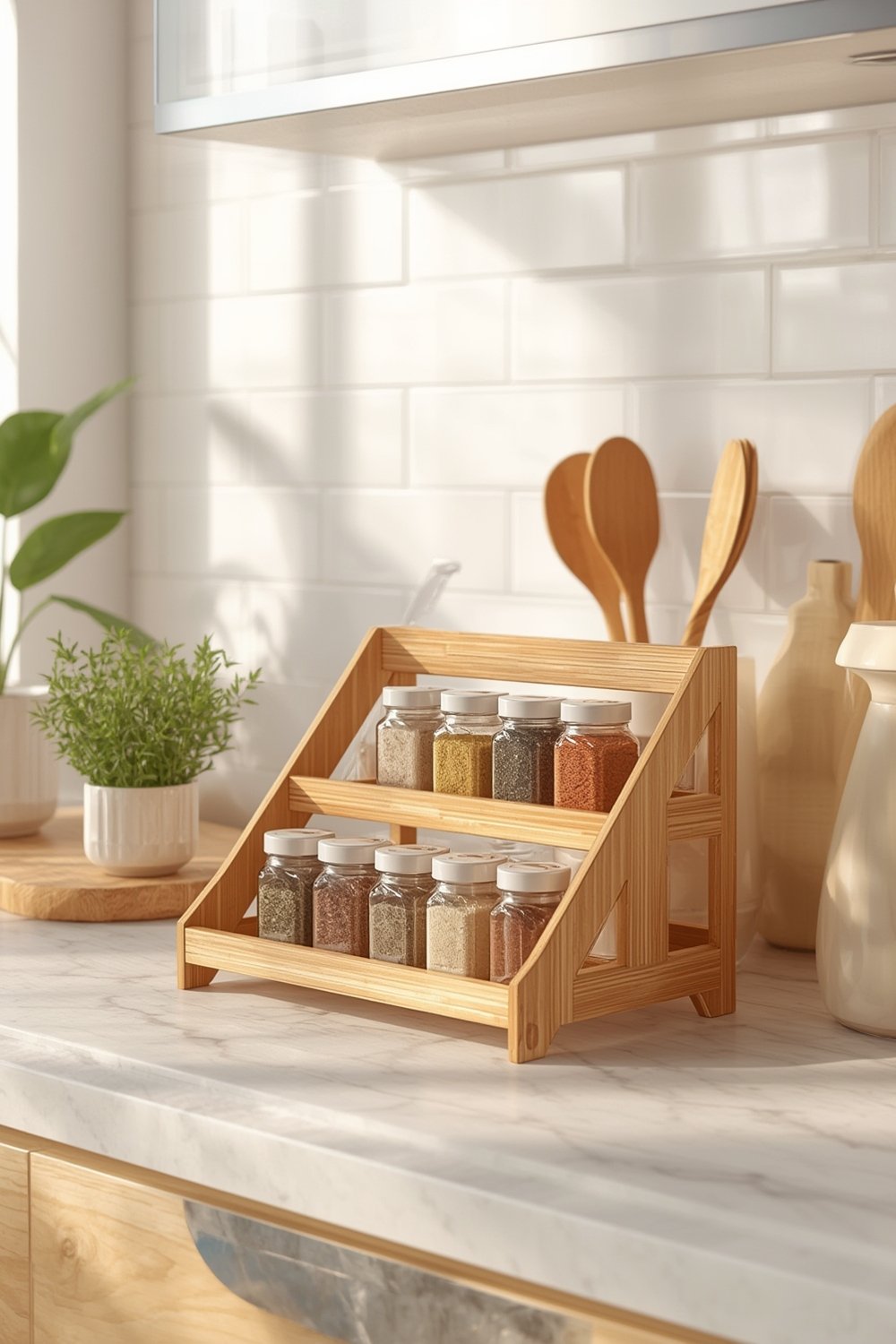 bamboo spice rack in action