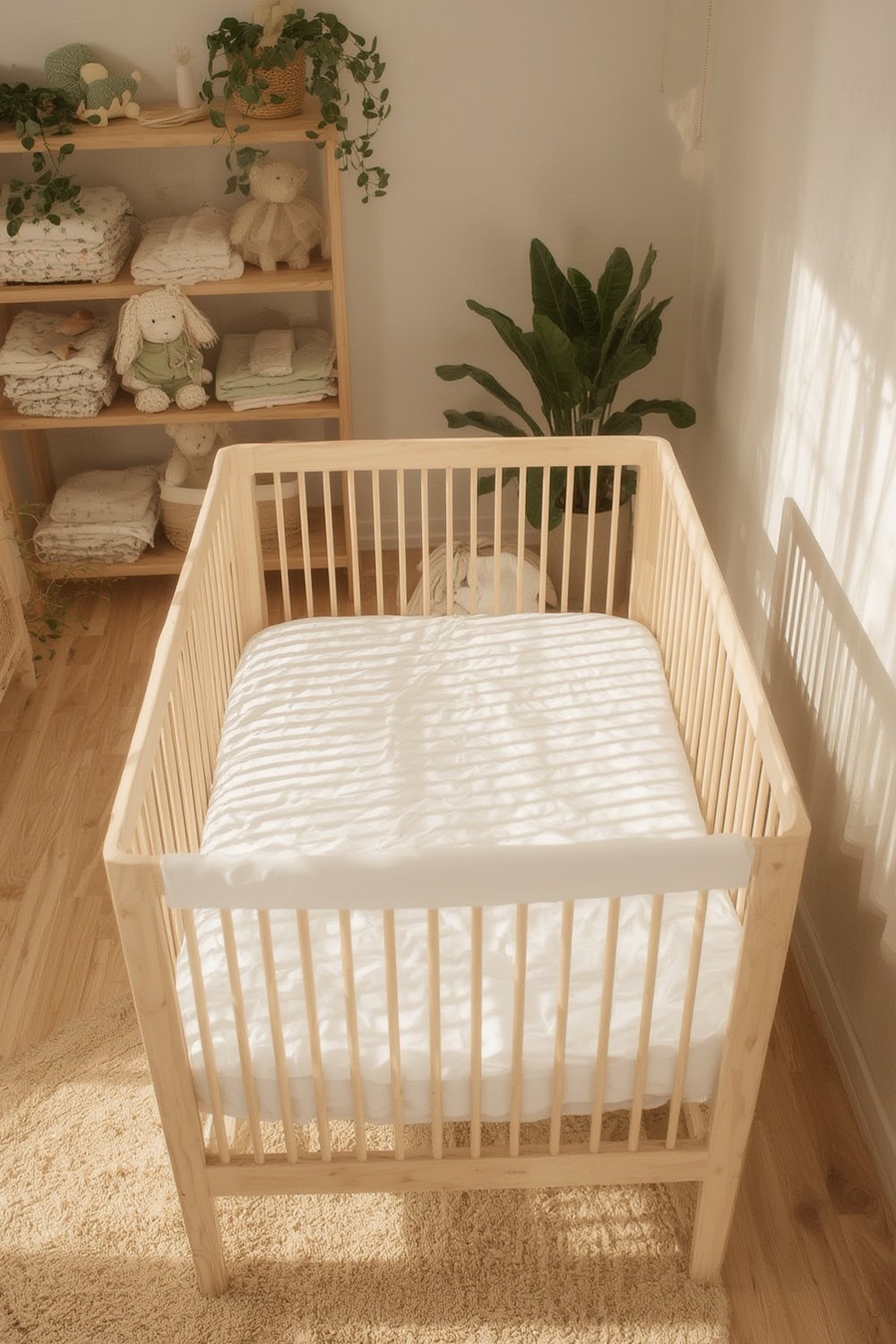 organic cotton crib sheet in action