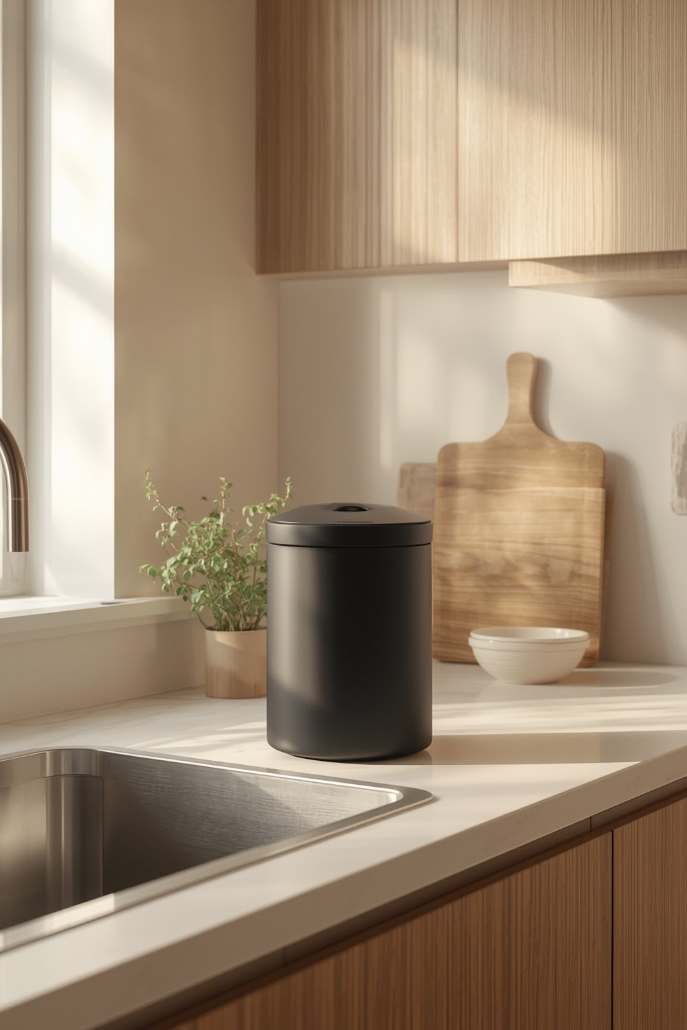 stainless steel compost bin in action