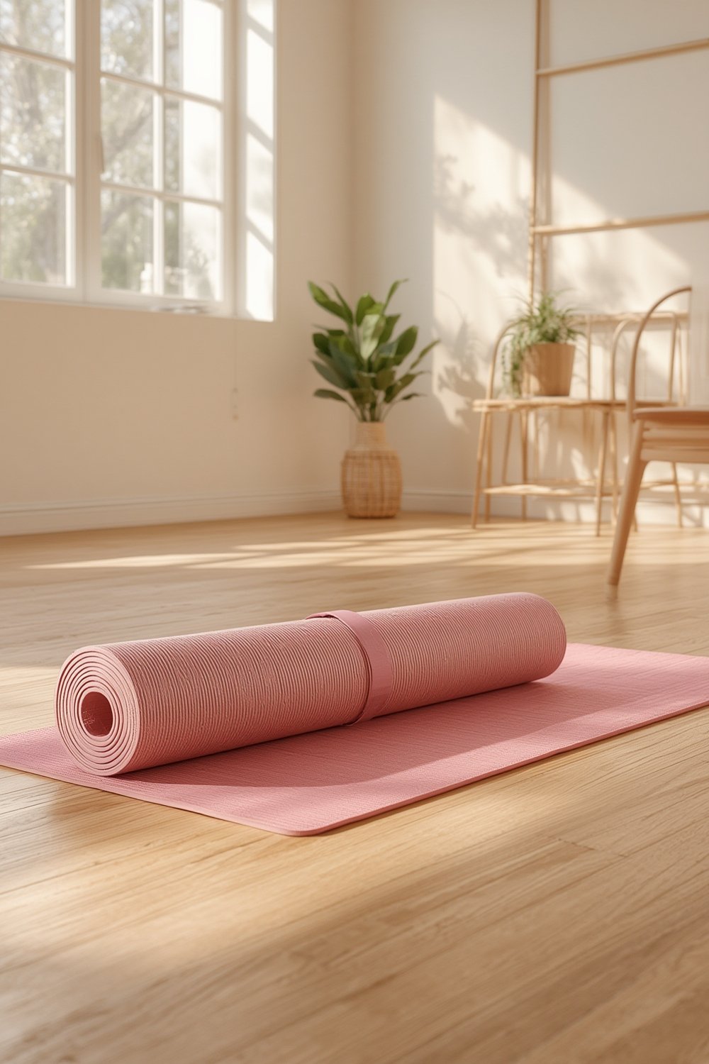 thick yoga mat in action