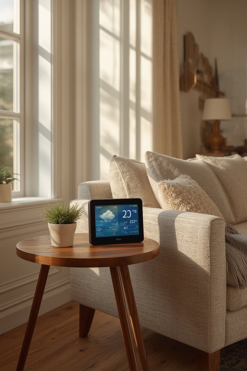 wireless home weather station in action